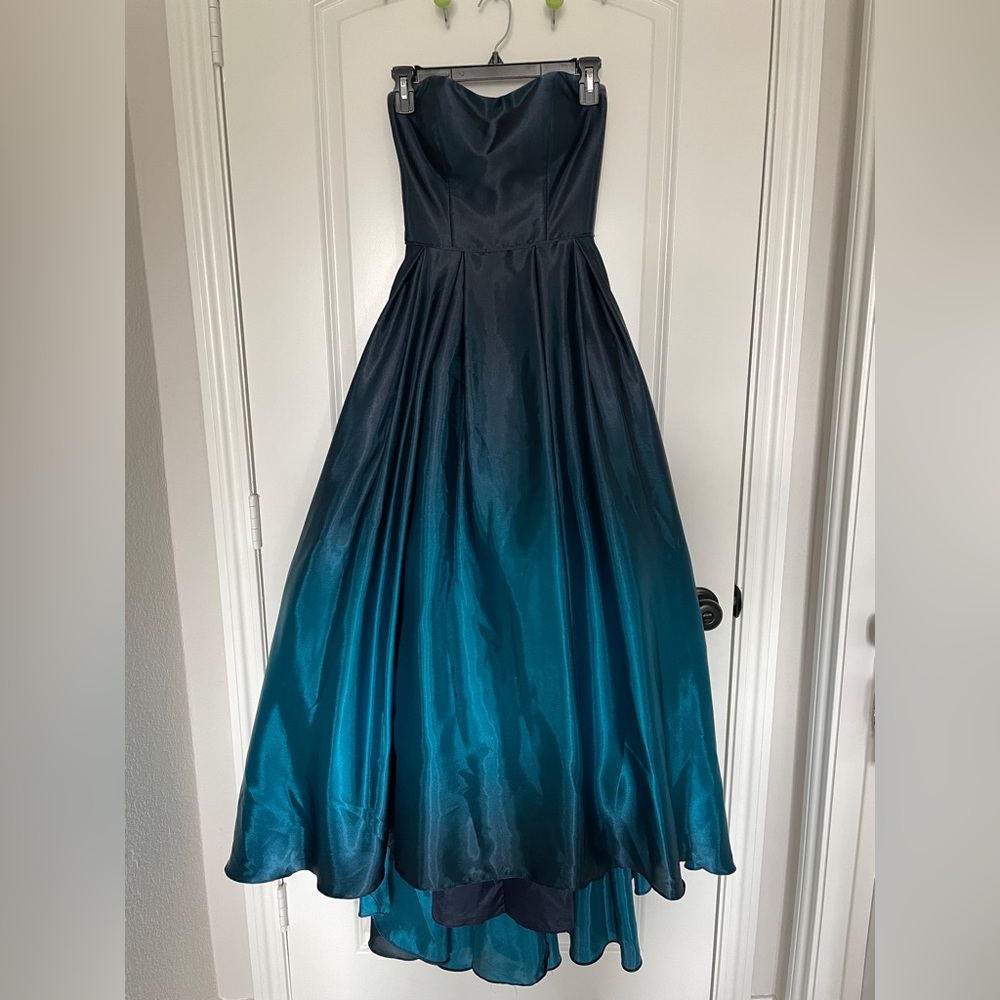 Betsy & Adam Strapless Formal Ombre Satin High-Low Dress Size 2